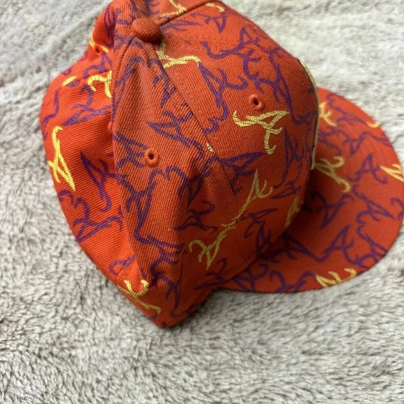 Atlanta Braves Hat New Era 59Fifty All Over Print Baseball Cap Orange 7 3/8 New - Picture 5 of 16